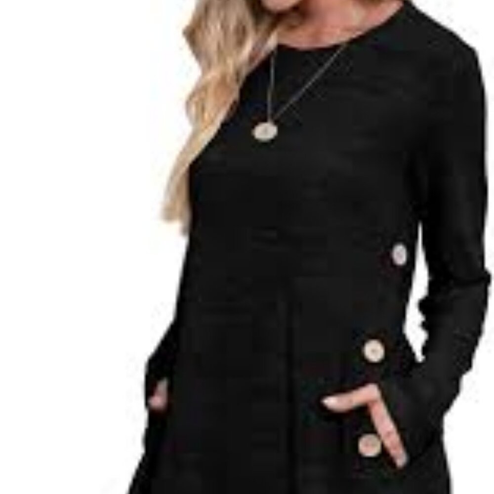 Tunic Dress Top with Side Button Detail